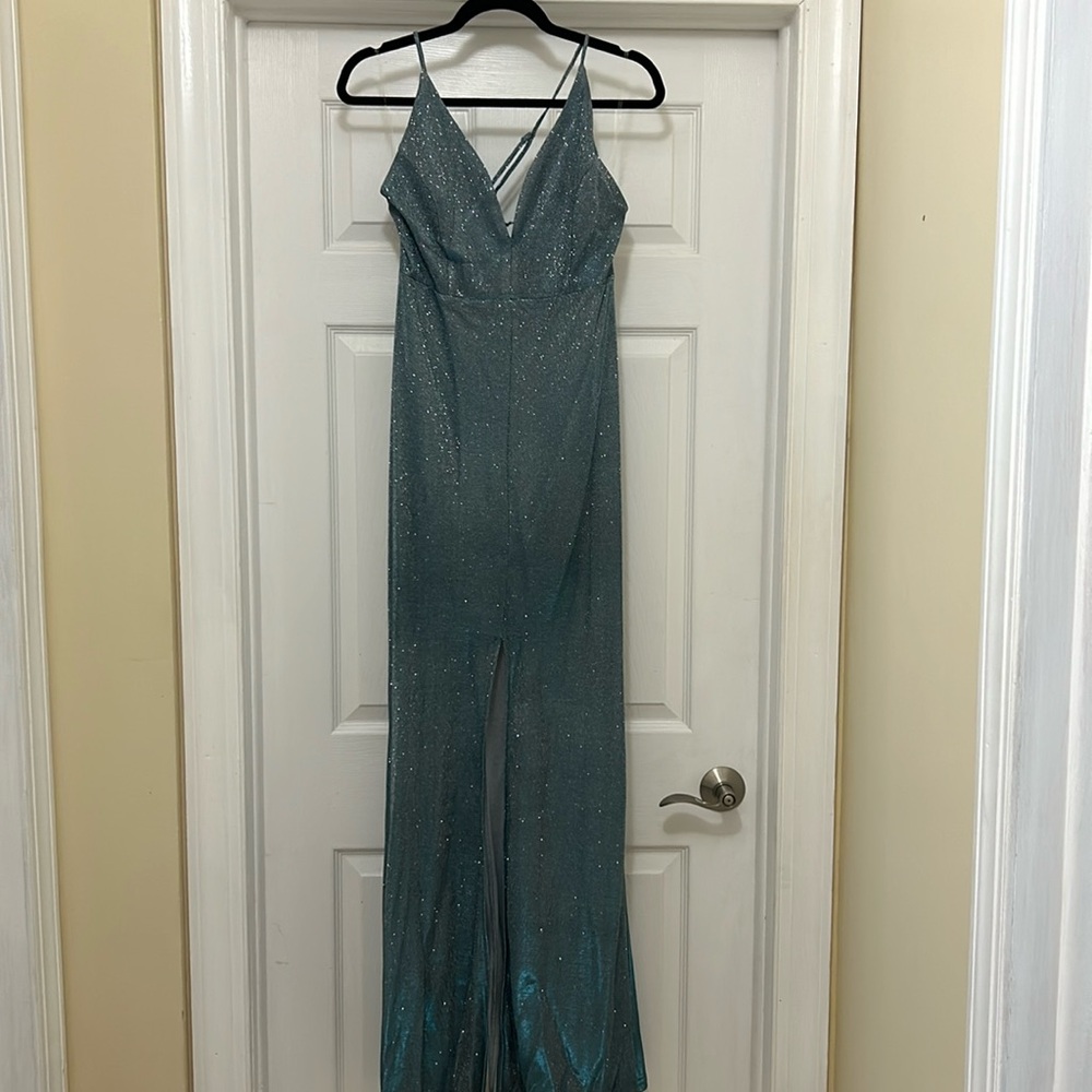 Duochrome Sparkly Teal/Steel Blue Windsor Dress
